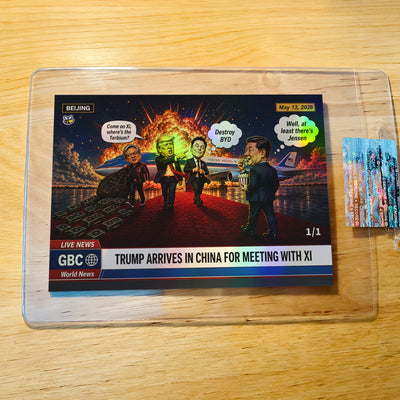 Trump News Satire Card China Meeting Xi 2026 GleeBeeCo Holo Fun 1/1