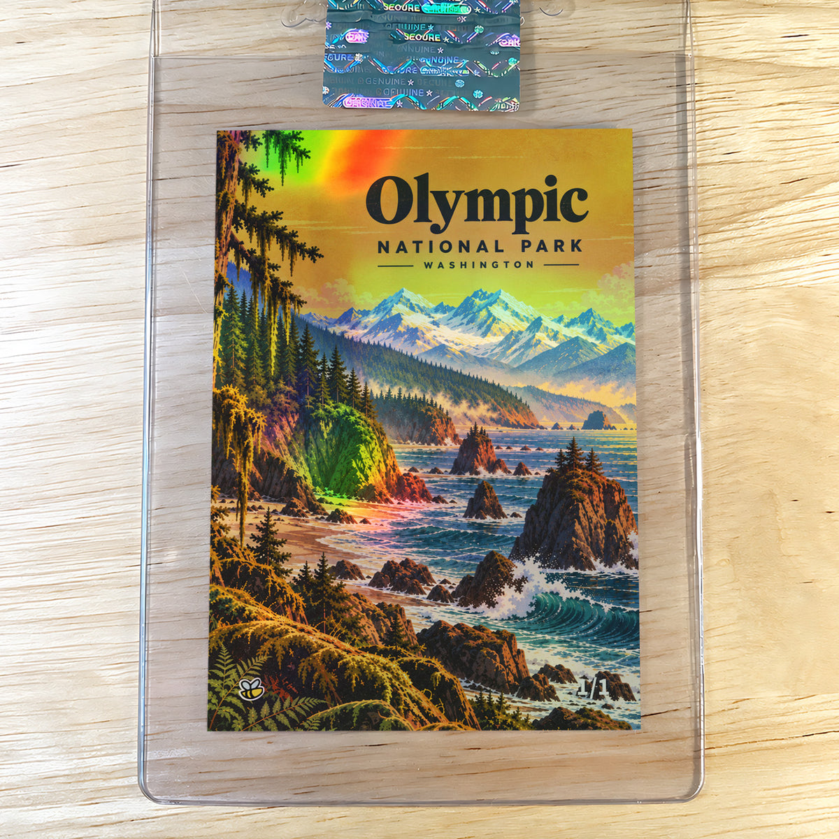 Olympic National Park Card Washington Retro Poster Style 2026 GleeBeeCo Holo 1/1