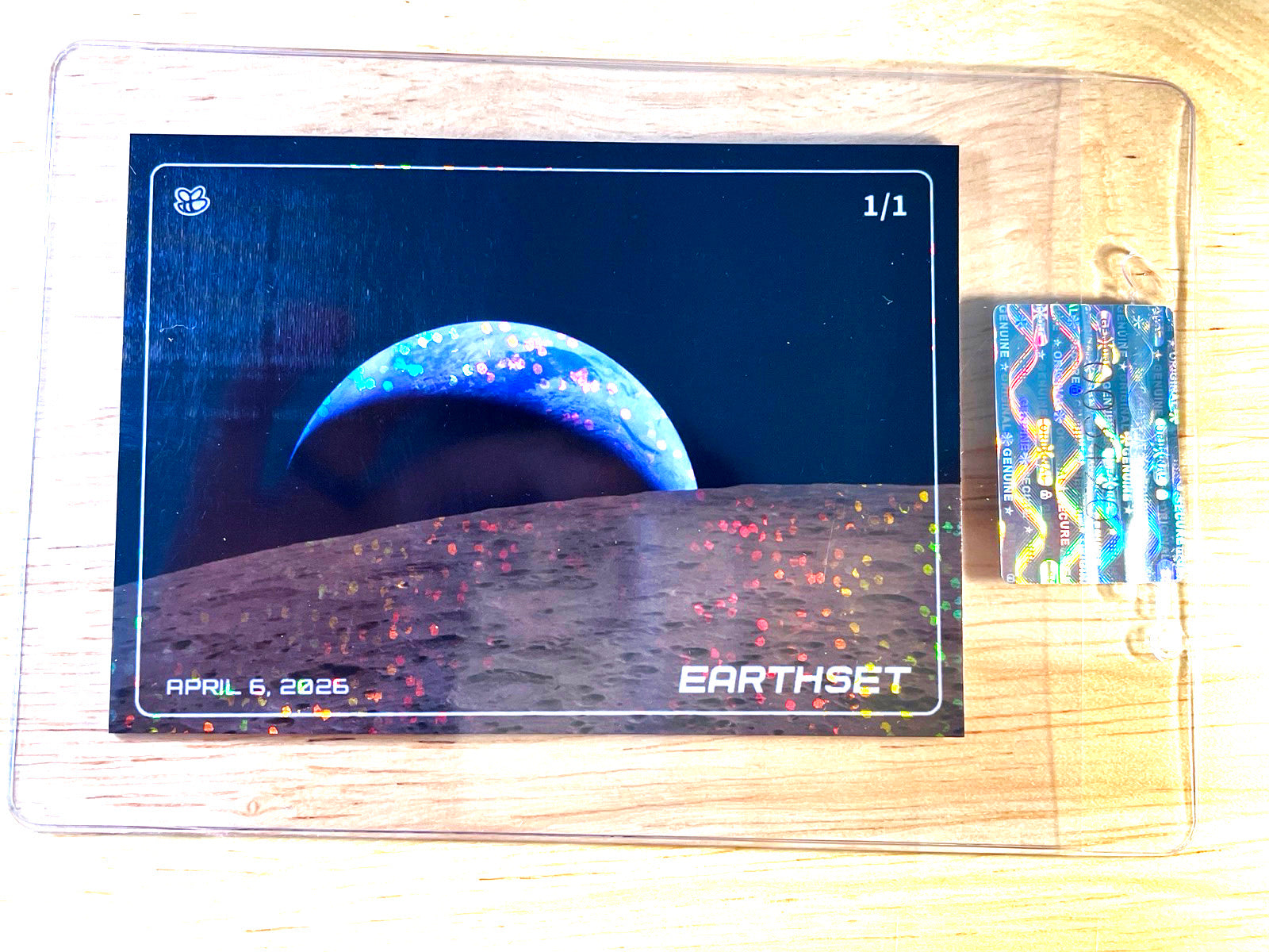 Artemis II Card Earthset Photo with Moon 2026 GleeBeeCo Holo Space SPARKLE 1/1