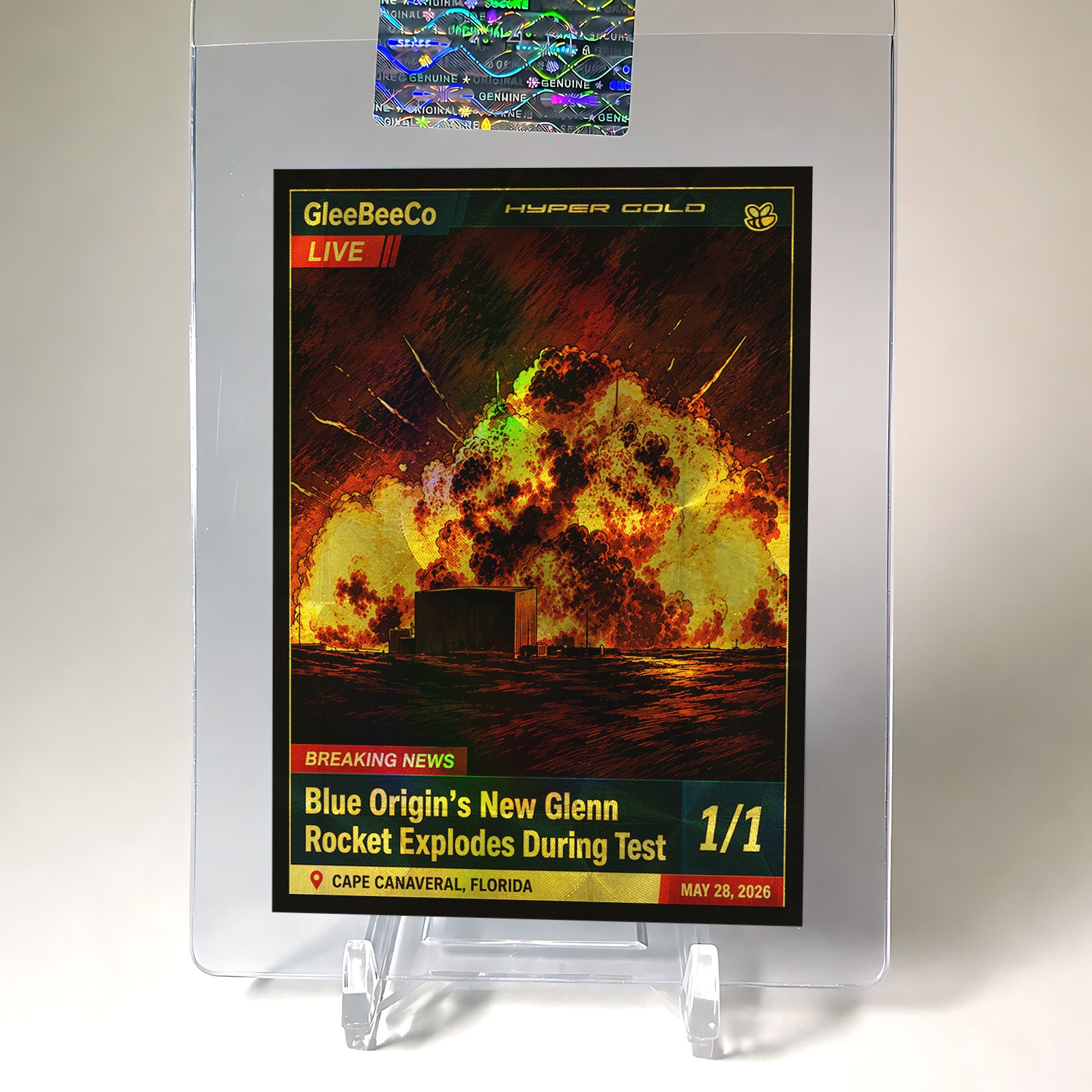 GleeBeeCo Live New Glenn Rocket Explosion Canaveral HYPER GOLD Space 1/1 NASA