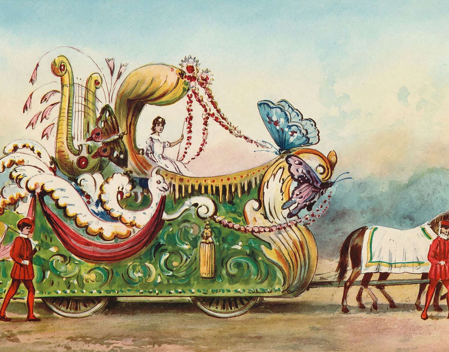 3-Butterfly Float Houston Carnival 1907 Vintage Print (7 Sizes) - Premium Print