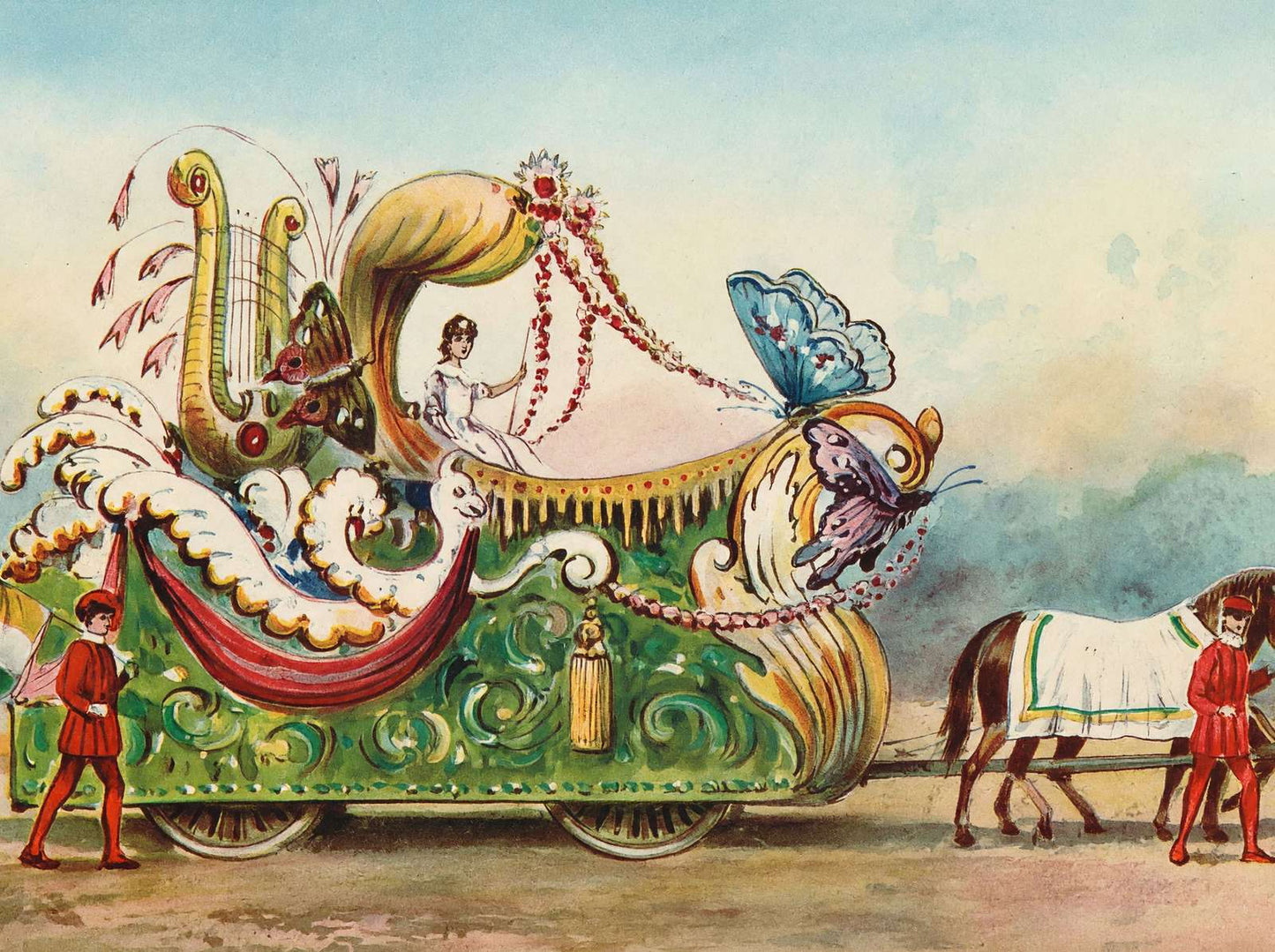 3-Butterfly Float Houston Carnival 1907 Vintage Print (7 Sizes) - Premium Print