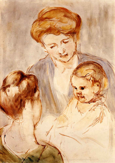 A Baby Smiling at Two Young Women 1873 by Mary Cassatt Art Print (6 Sizes)