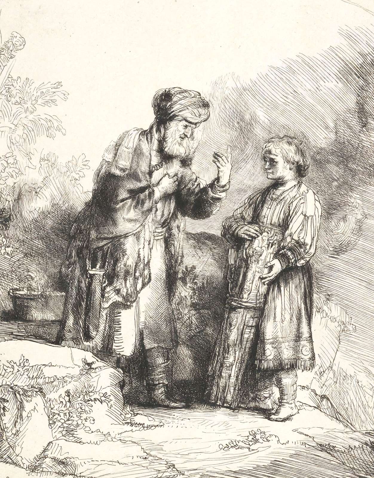 Abraham and Isaac Art Print 1645 Drawing by Rembrandt (6 Sizes) - Acid Free