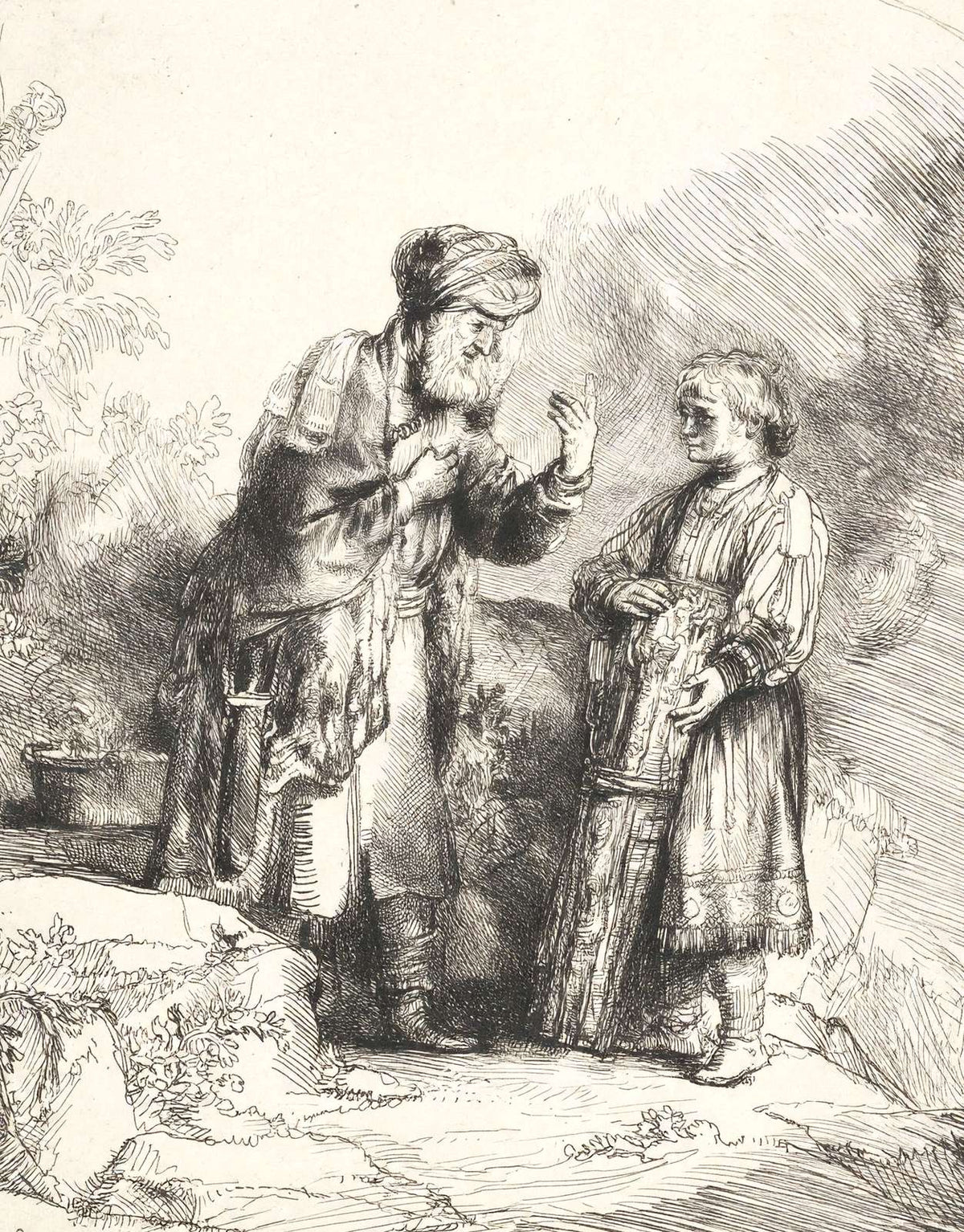 Abraham and Isaac Art Print 1645 Drawing by Rembrandt (6 Sizes) - Acid Free