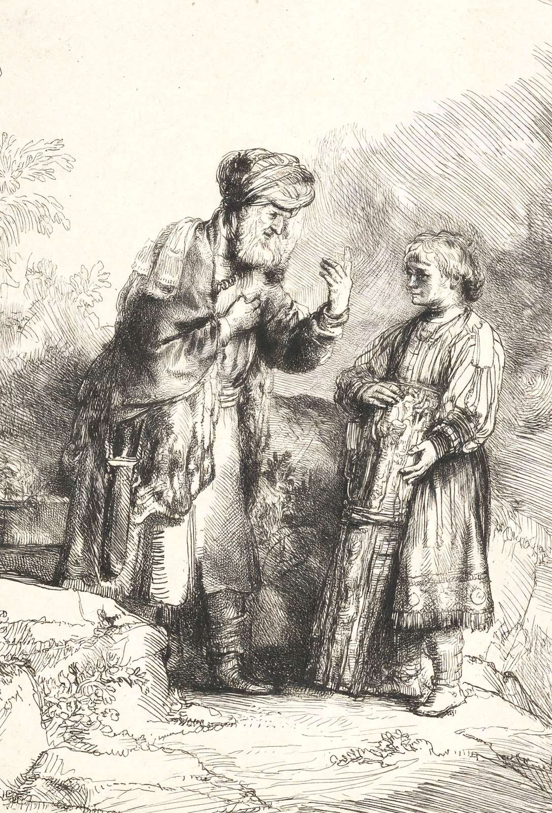 Abraham and Isaac Art Print 1645 Drawing by Rembrandt (6 Sizes) - Acid Free
