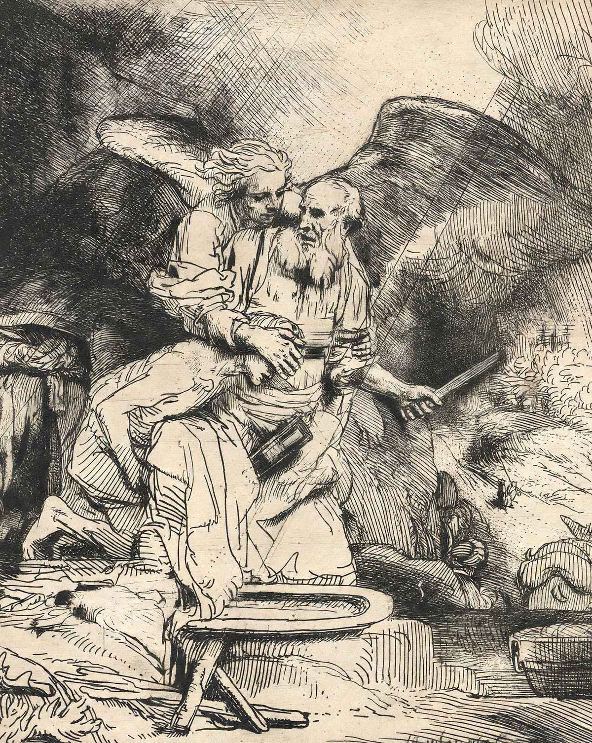 Abraham's Sacrifice fine art print by Rembrandt (1655)