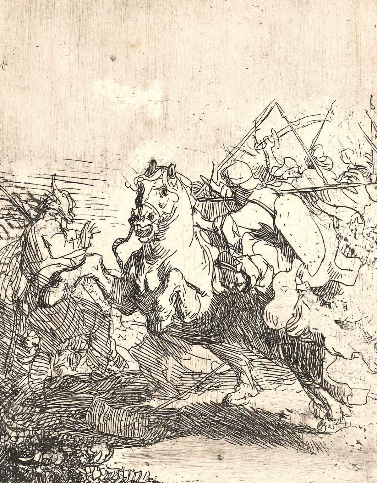 A Cavalry Fight Art Print 1632 Painting by Rembrandt (6 Sizes) - Archival Paper