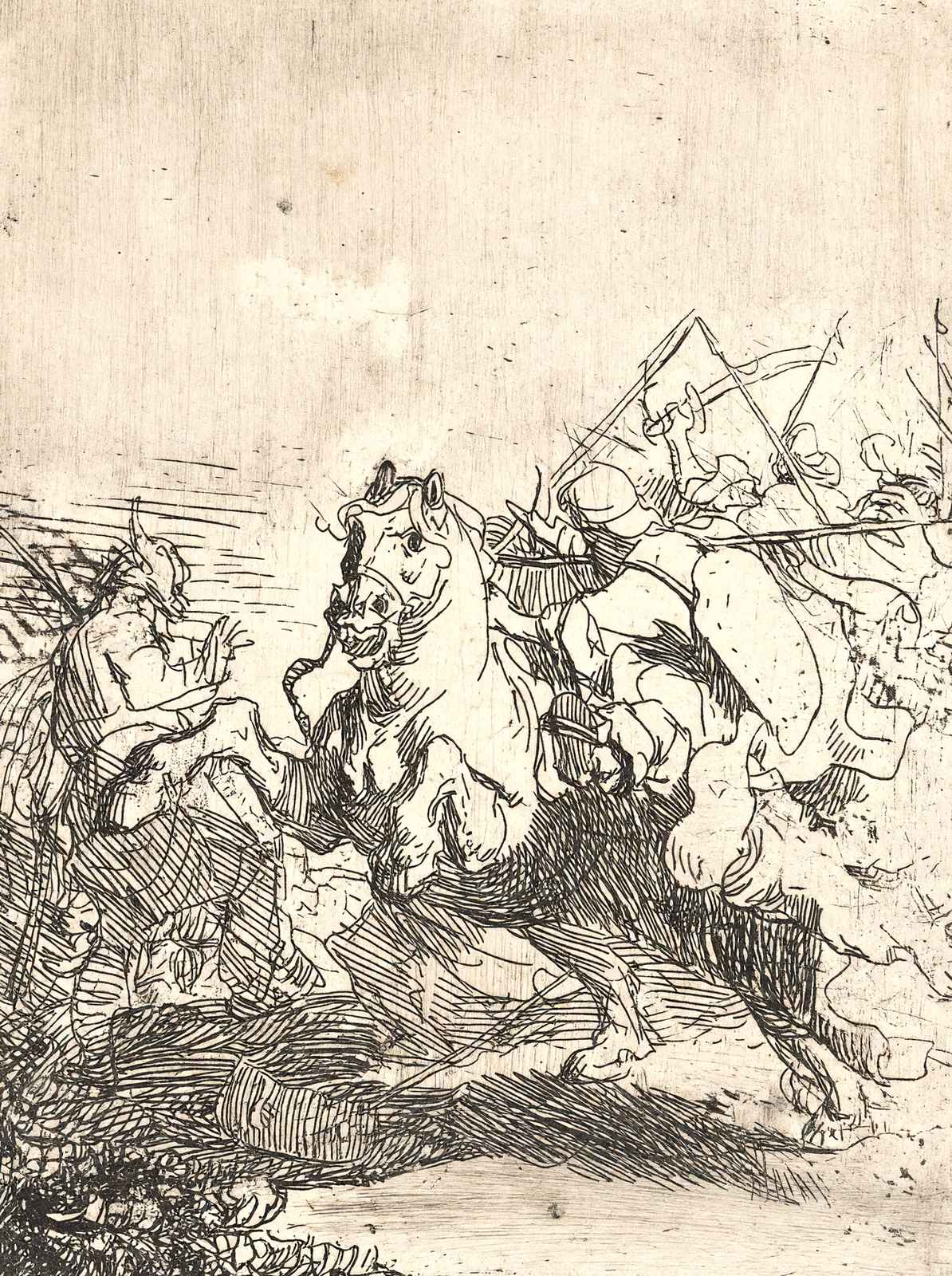 A Cavalry Fight Art Print 1632 Painting by Rembrandt (6 Sizes) - Archival Paper
