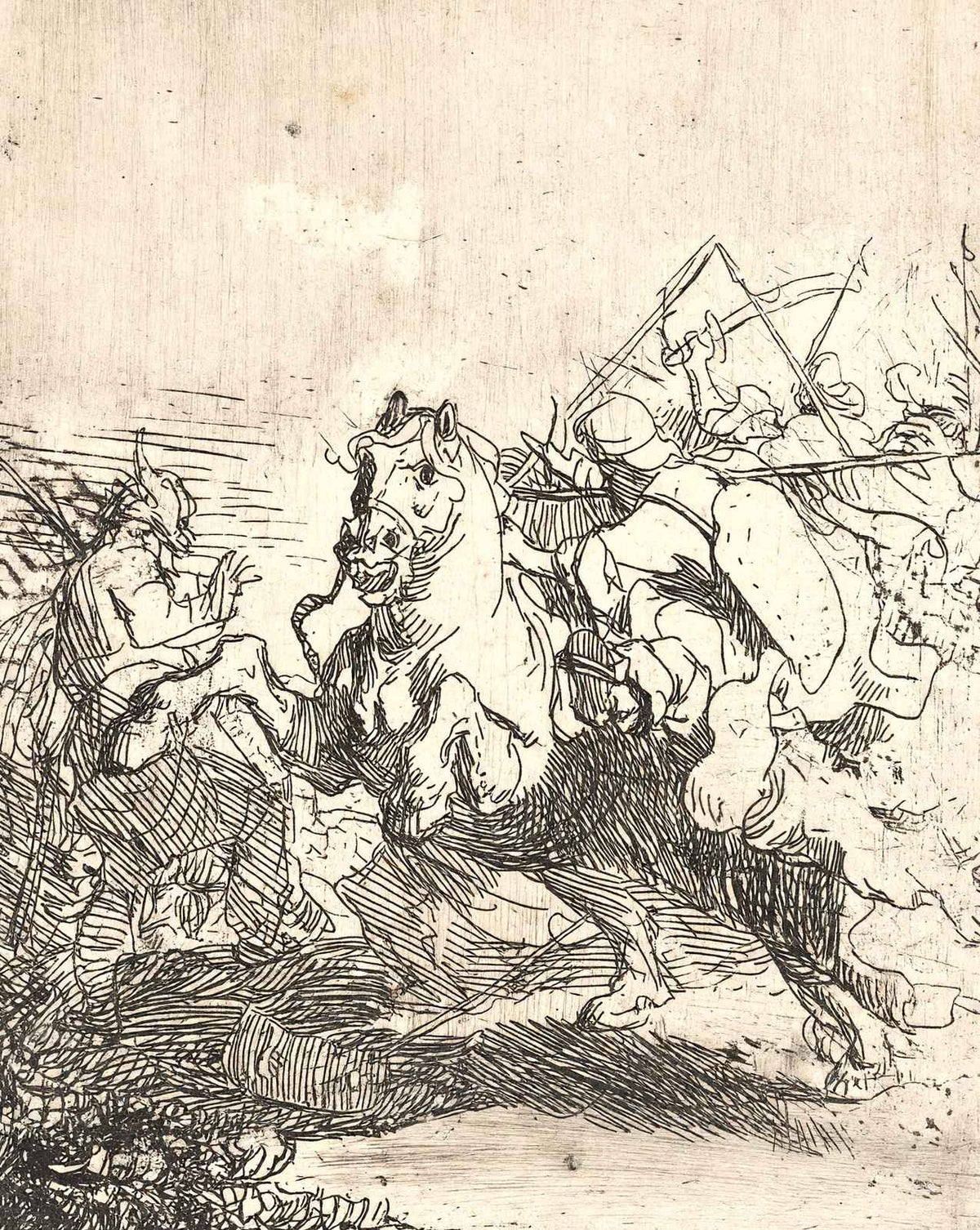 A Cavalry Fight art print by Rembrandt (1632)