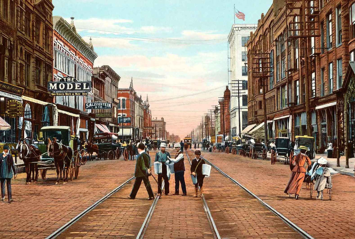 Adams Street Looking North Peoria Illinois in 1905 Vintage Print (7 Sizes)