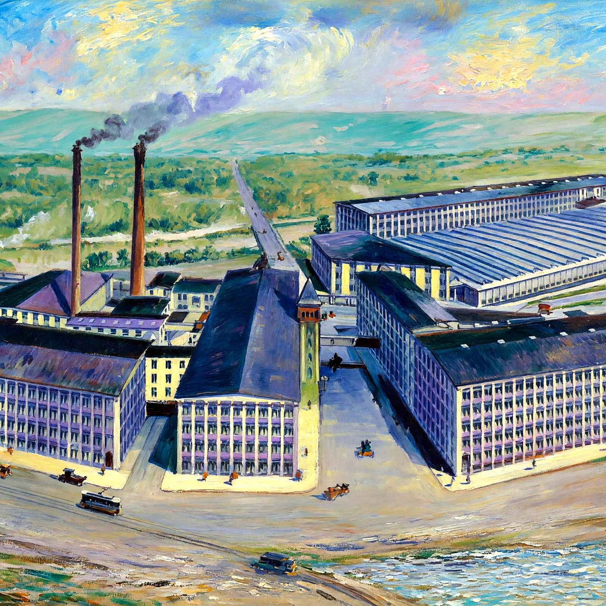 Berkshire Mills, Adams, Massachusetts in 1905 Painting Print (7 Sizes)
