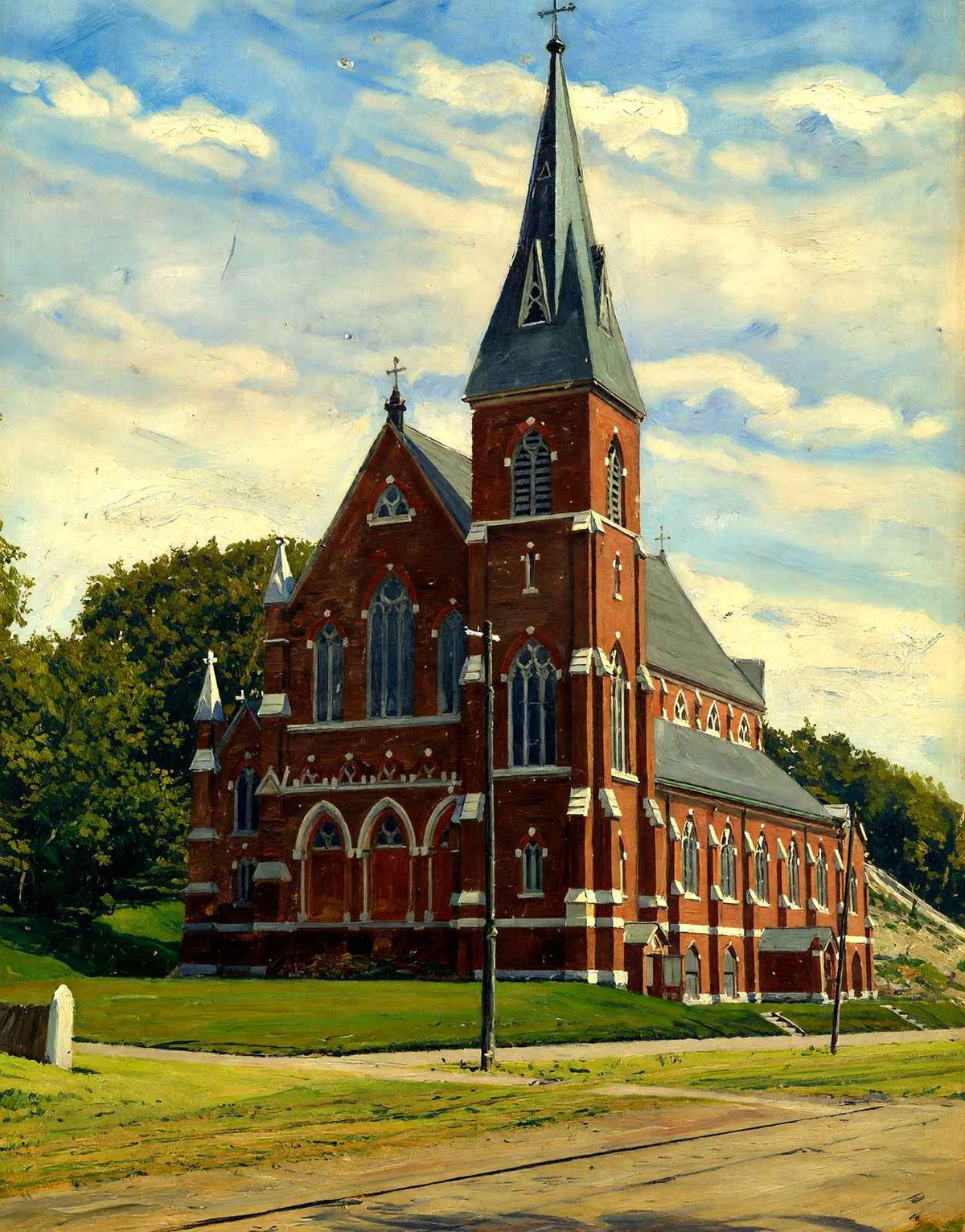 St Thomas' Church, Adams, Massachusetts in 1905 Painting Print (7 Sizes)