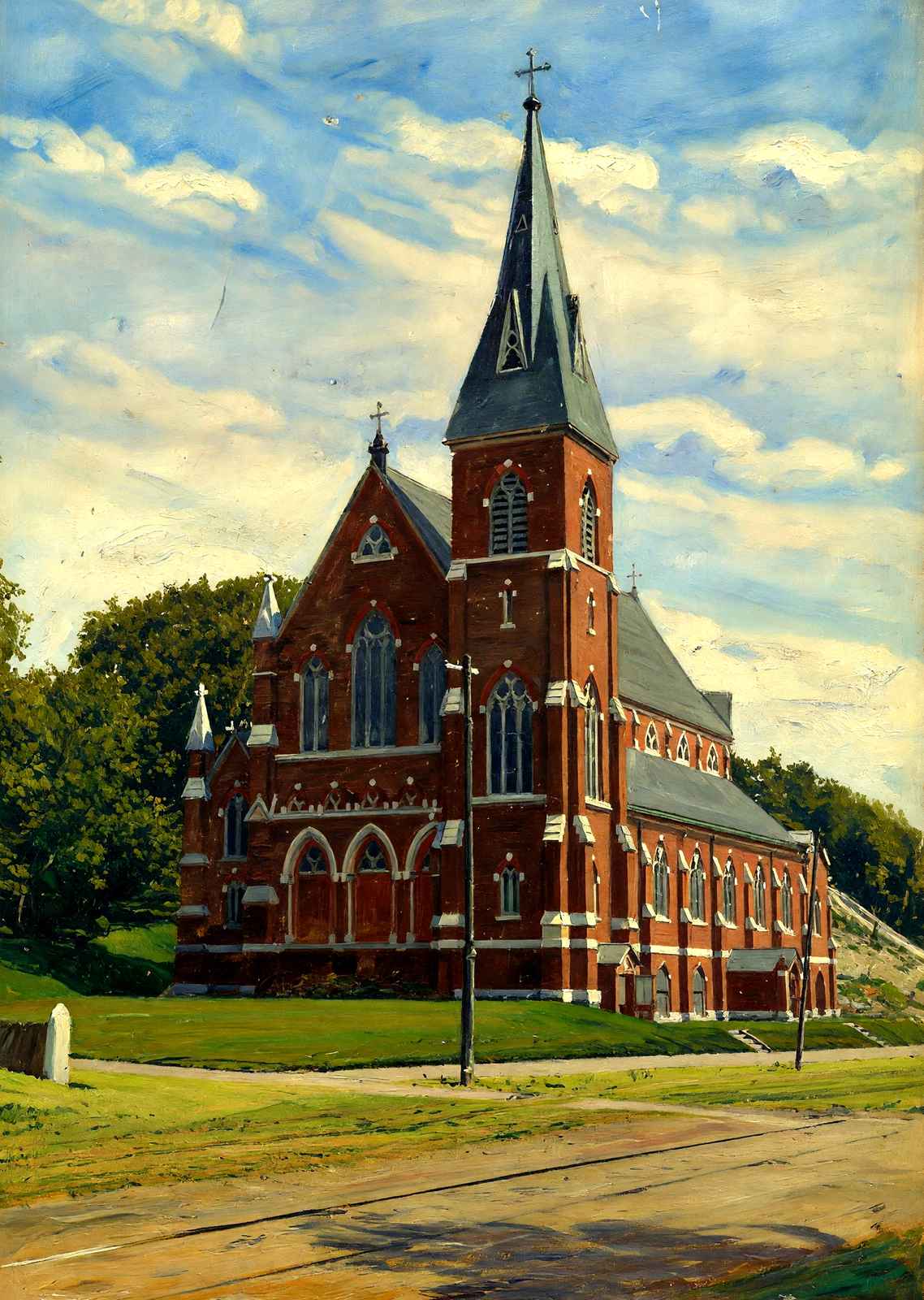 St Thomas' Church, Adams, Massachusetts in 1905 Painting Print (7 Sizes)
