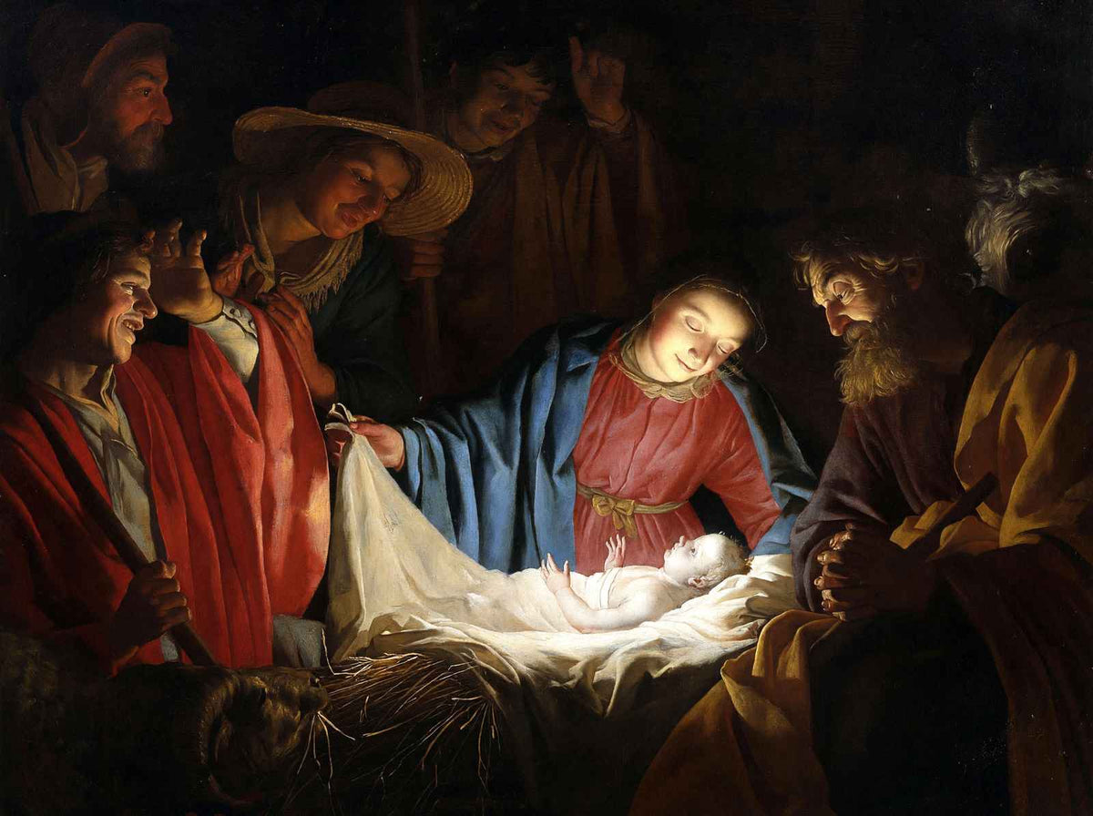 Adoration of the Art Print Shepherds by Bartolomé Murillo (6 Sizes) - Jesus
