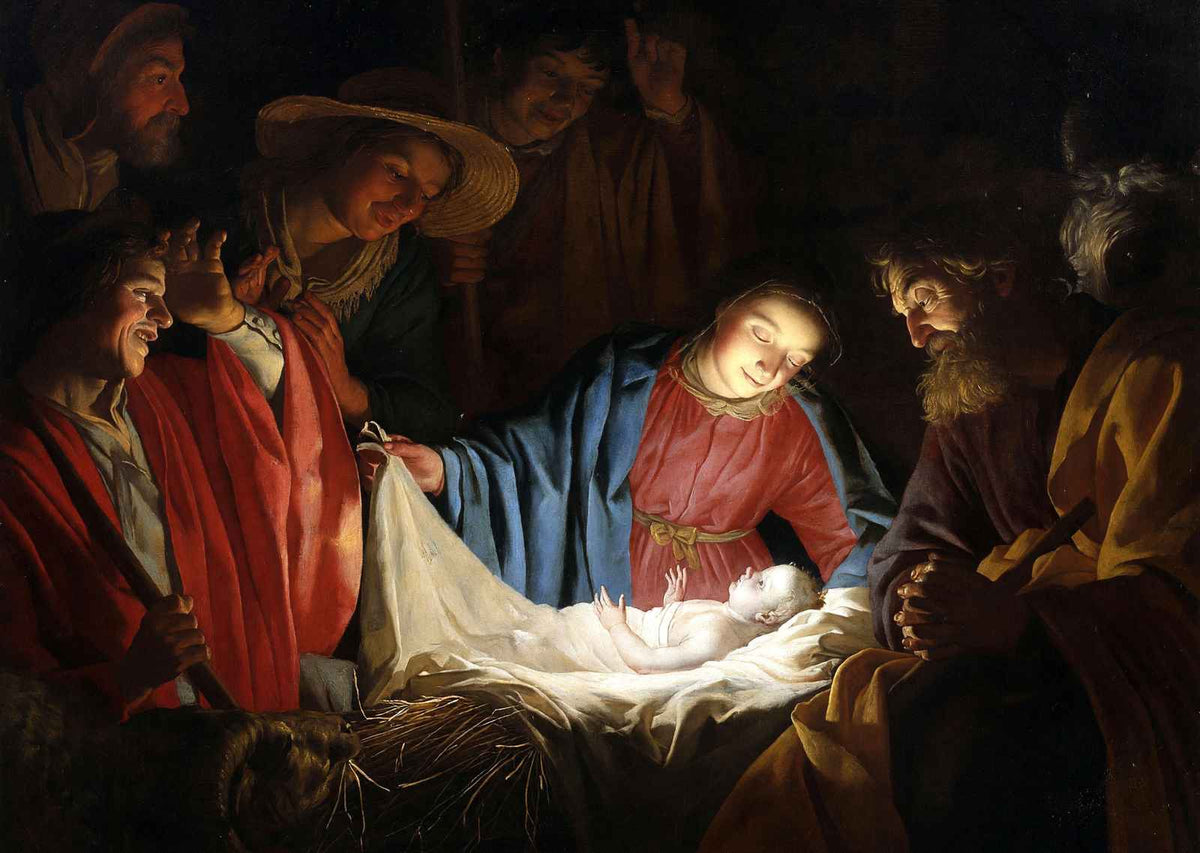 Adoration of the Art Print Shepherds by Bartolomé Murillo (6 Sizes) - Jesus