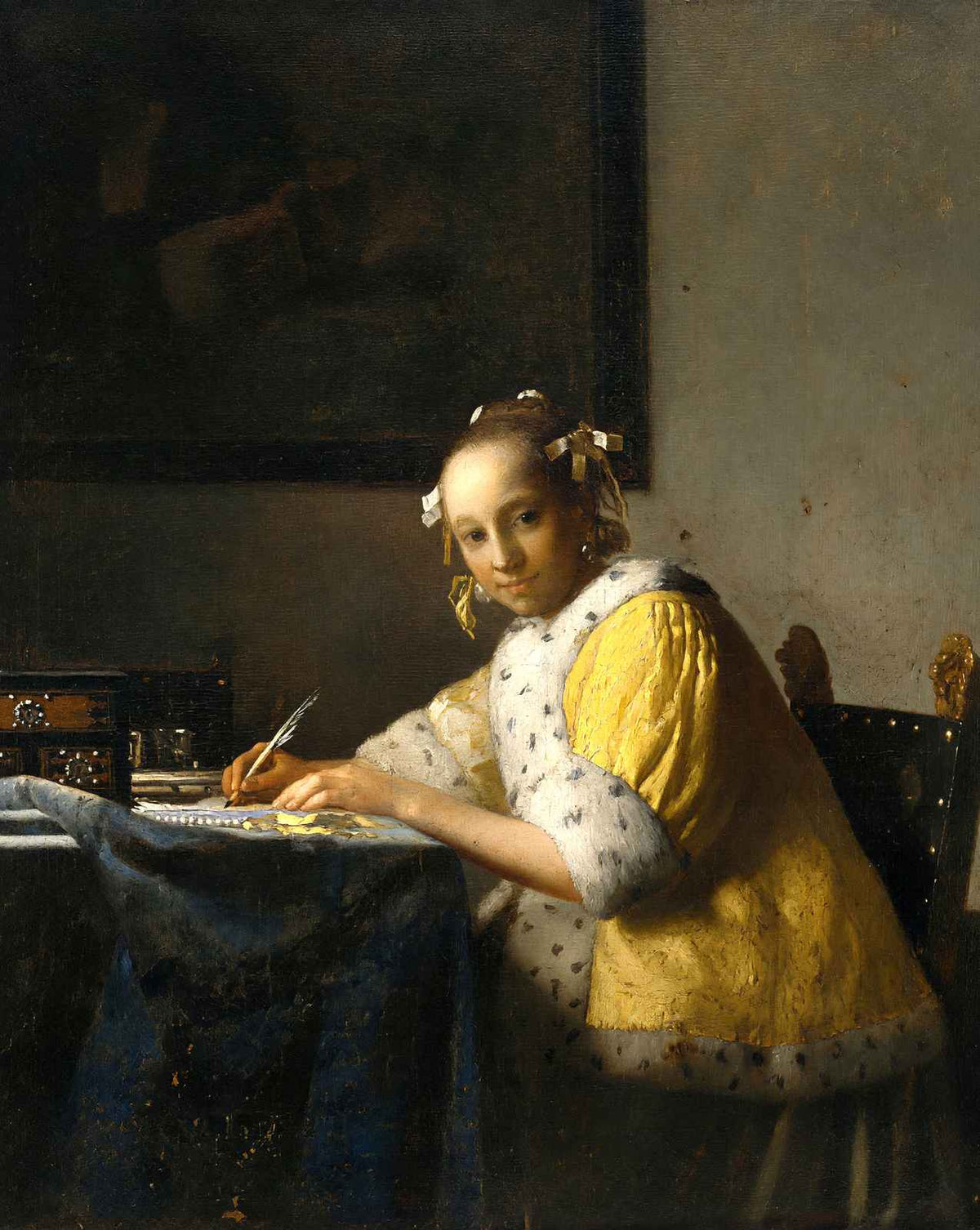 A Lady Writing art print by Johannes Vermeer (1666)