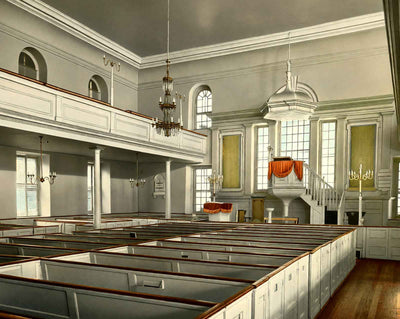 Interior of Christ Church vintage print
