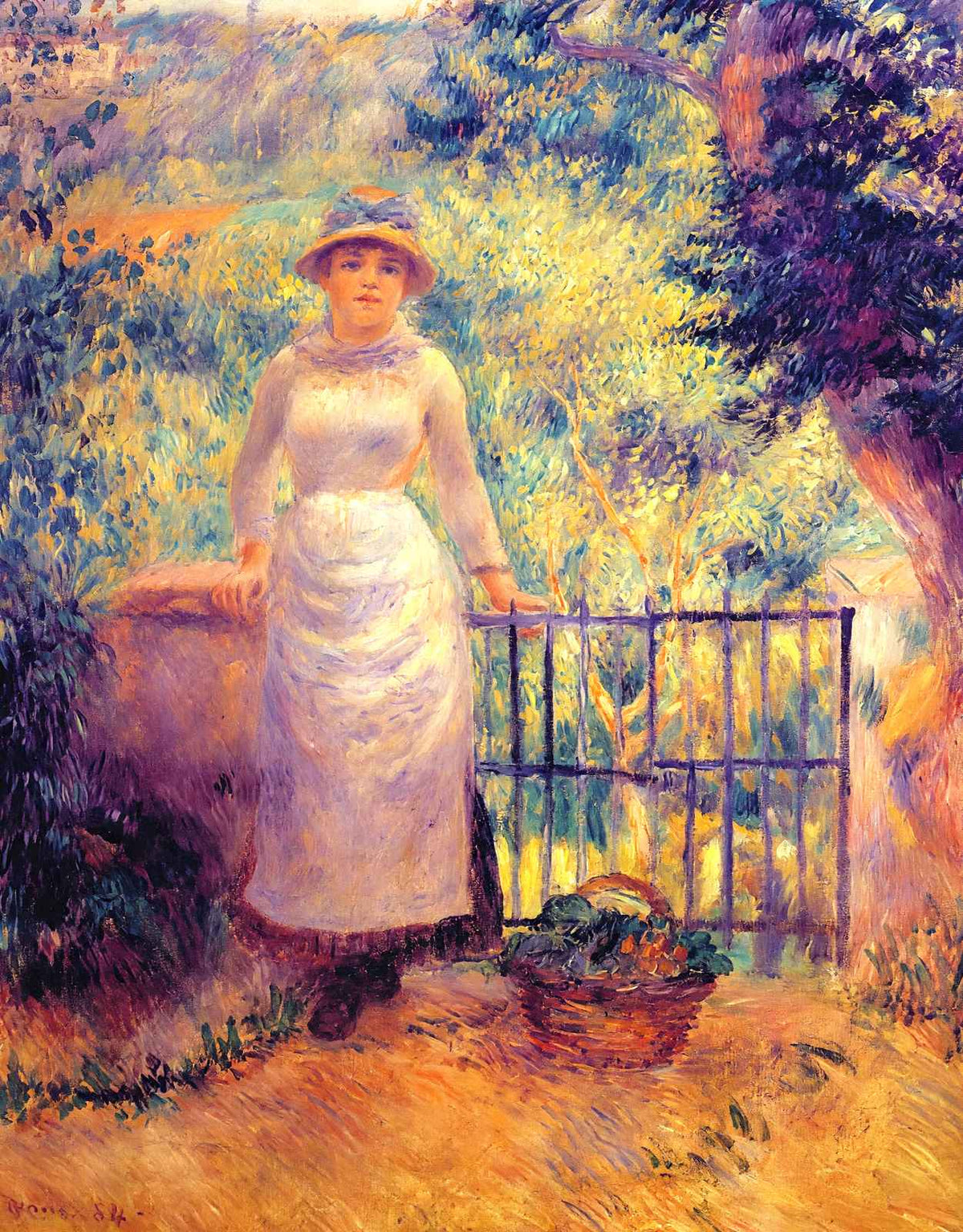 Aline at the Gate (Girl in the Garden) Art Print 1884 by Renoir (6 Sizes)