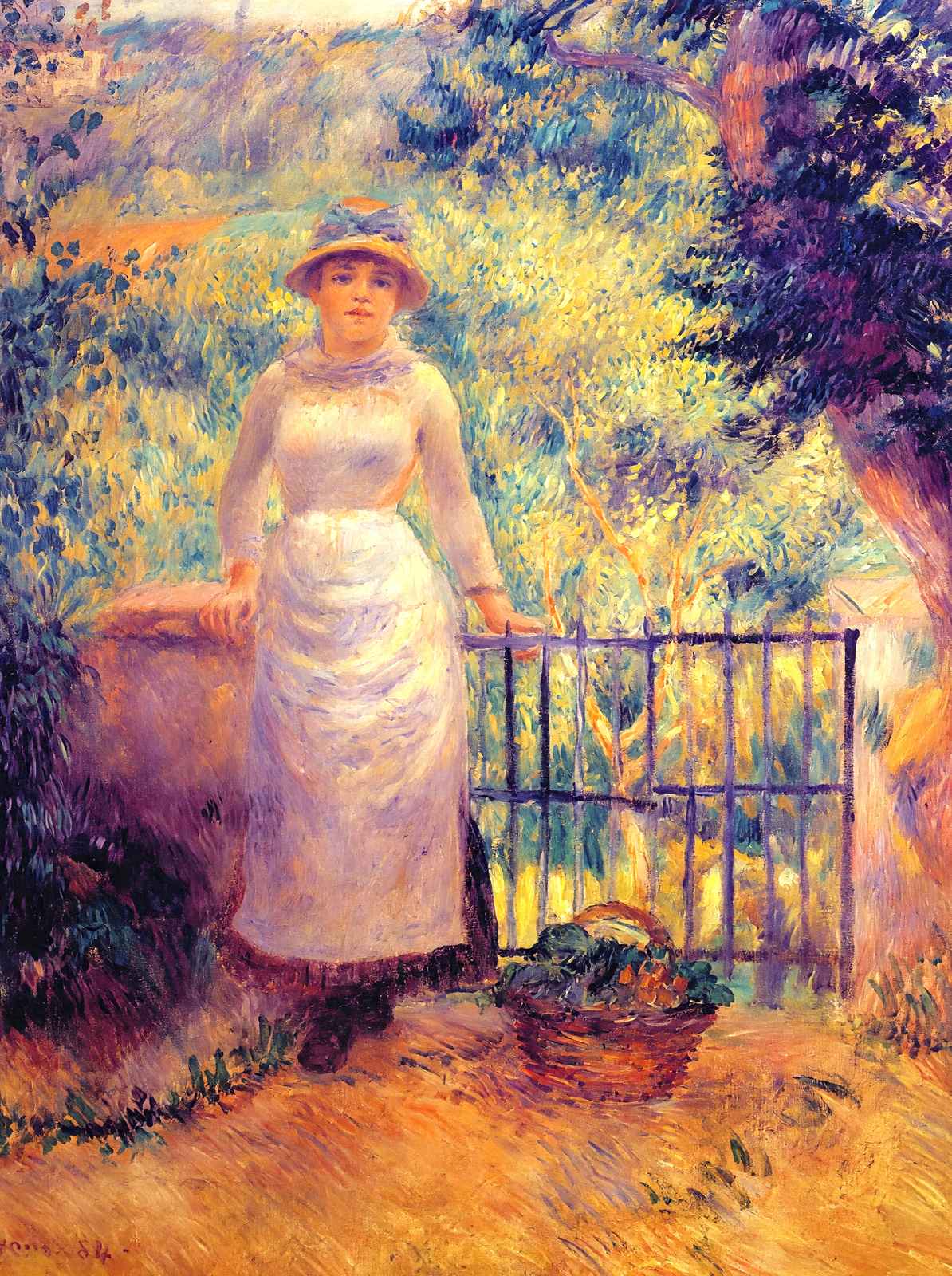 Aline at the Gate (Girl in the Garden) Art Print 1884 by Renoir (6 Sizes)