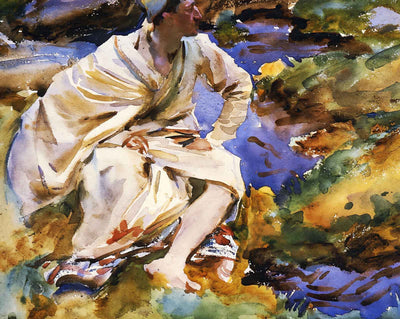 A Man Seated by a Stream art print by John Singer Sargent (1907)