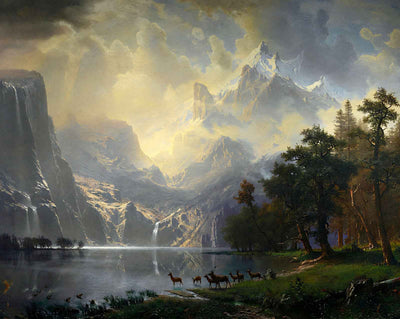 Among the Sierra Nevada Mountains art print by Albert Bierstadt