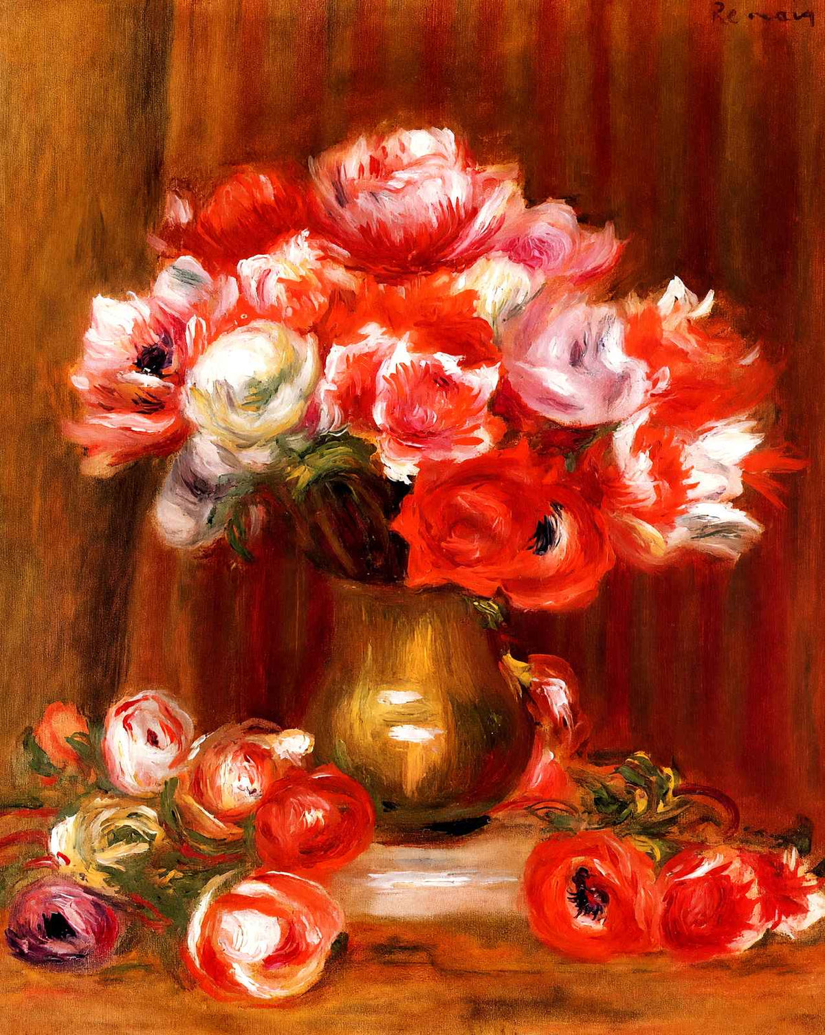 Anemones painting print by Pierre-Auguste Renoir (1909)