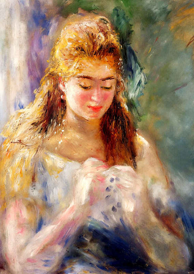 A Needlewoman 1876 Painting by Pierre-Auguste Renoir Art Print (6 Sizes)