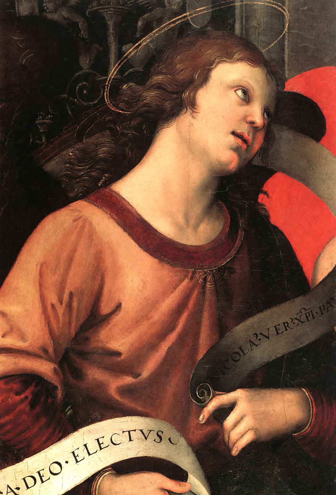 Angel, from the Polyptych of St. Nicolas 1501 Raphael Print (6 Sizes)