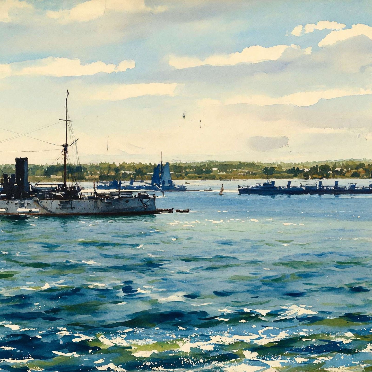 USS Texas and Torpedo Boats at Annapolis in 1905 Art Print (7 Sizes) - Retouched