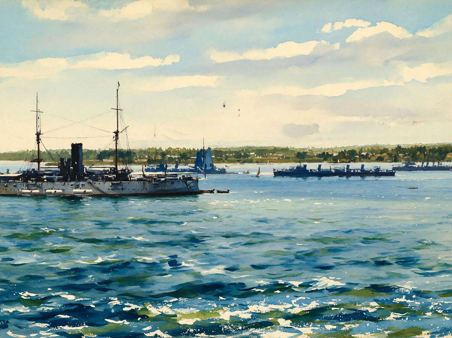 USS Texas and Torpedo Boats at Annapolis in 1905 Art Print (7 Sizes) - Retouched