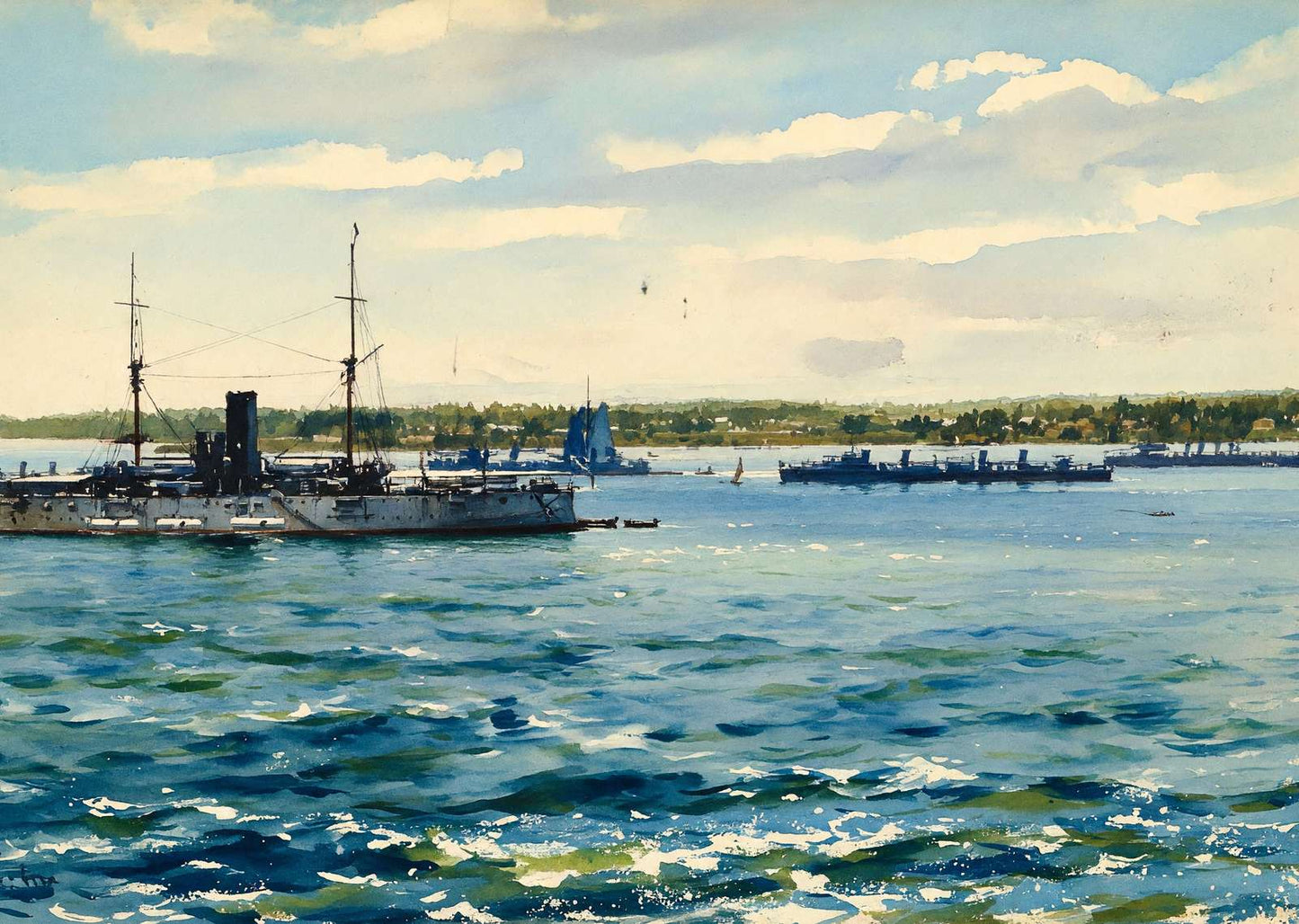 USS Texas and Torpedo Boats at Annapolis in 1905 Art Print (7 Sizes) - Retouched