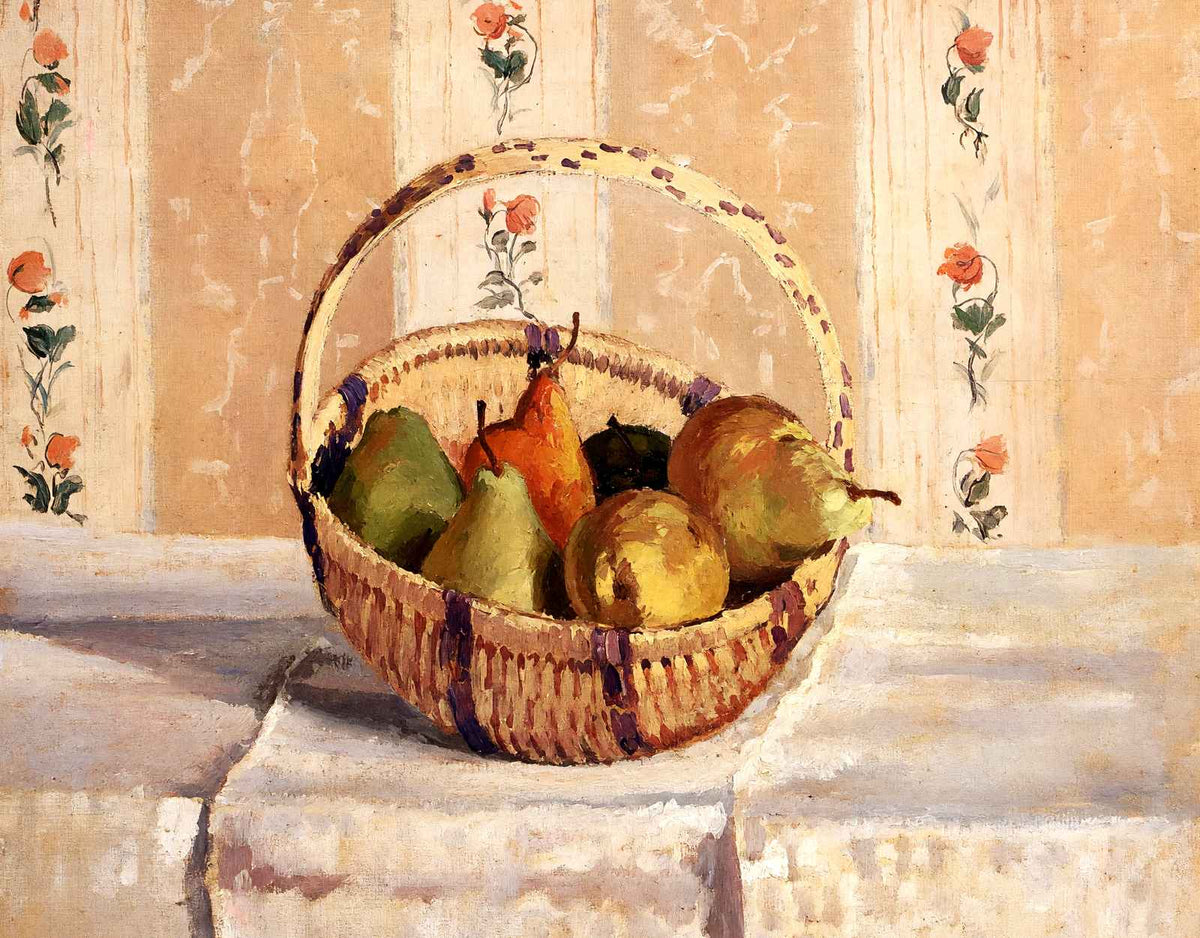 Apples and Pears in a Round Basket Art Print 1872 by Camille Pissarro (6 Sizes)