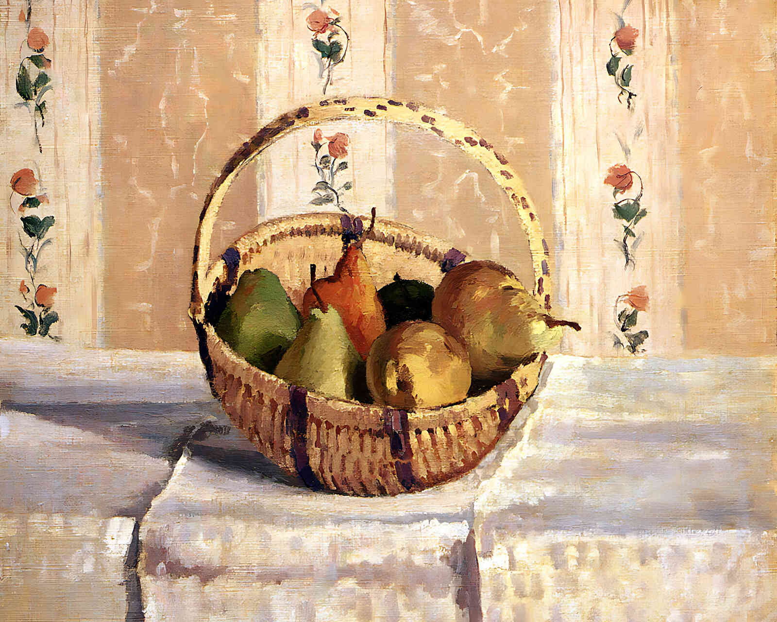 Apples and Pears in a Round Basket Painting by Camille Pissarro 8x10" Art Print