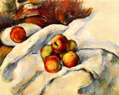 Apples on a Sheet painting by Paul Cezanne (1900)