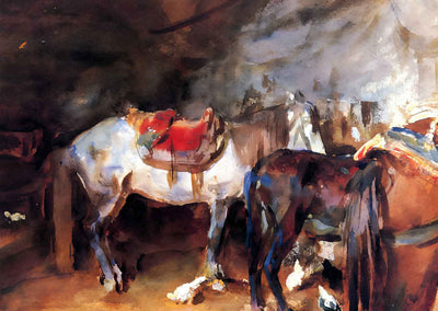 Arab Stable Art Print 1906 Painting by John Singer Sargent (6 Sizes) - Restored