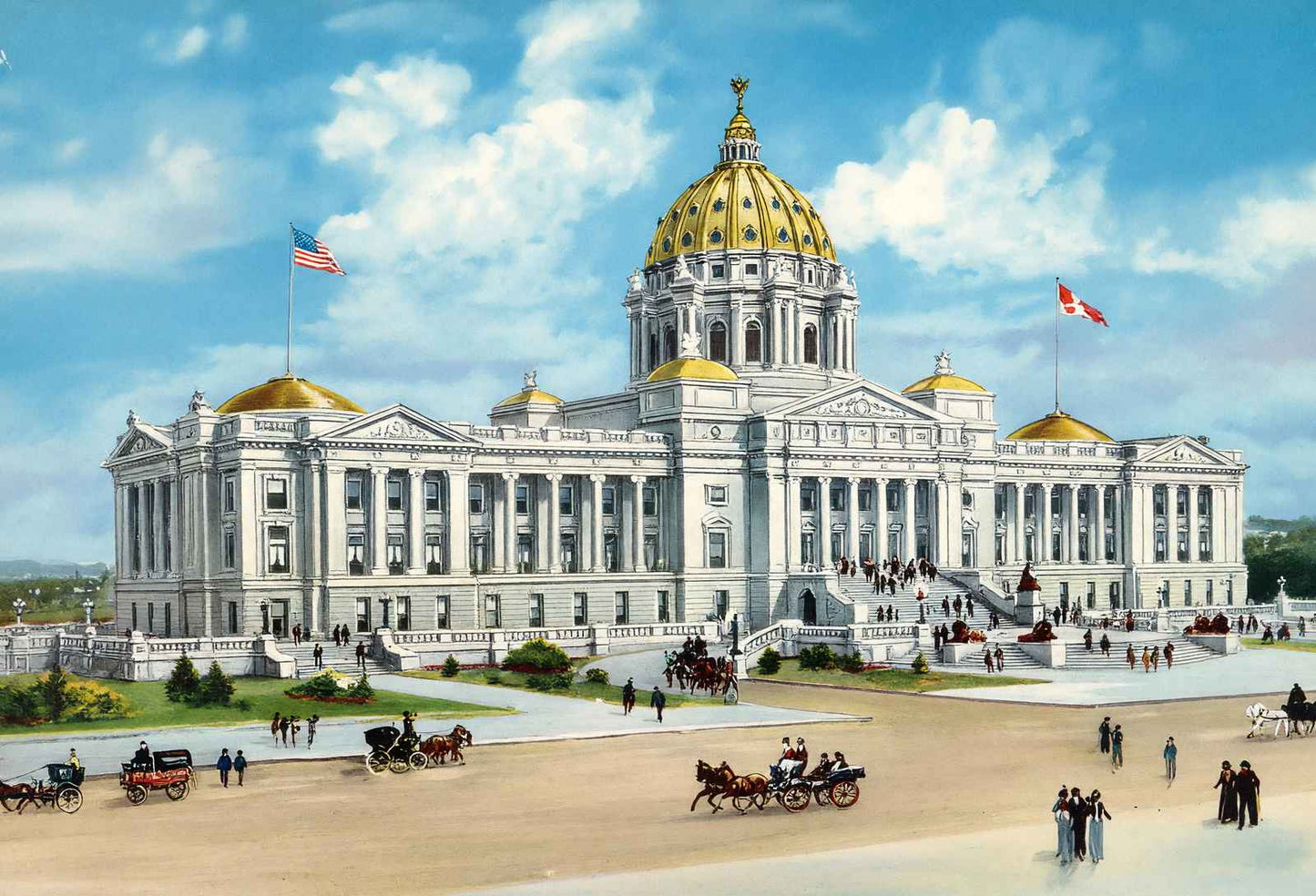 Arkansas State Capitol Little Rock AR in 1906 Vintage Print (7 Sizes)