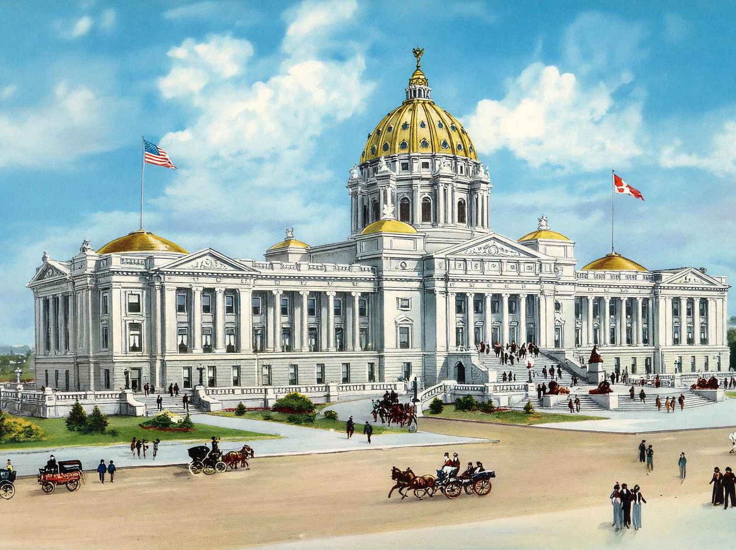 Arkansas State Capitol Little Rock AR in 1906 Vintage Print (7 Sizes)