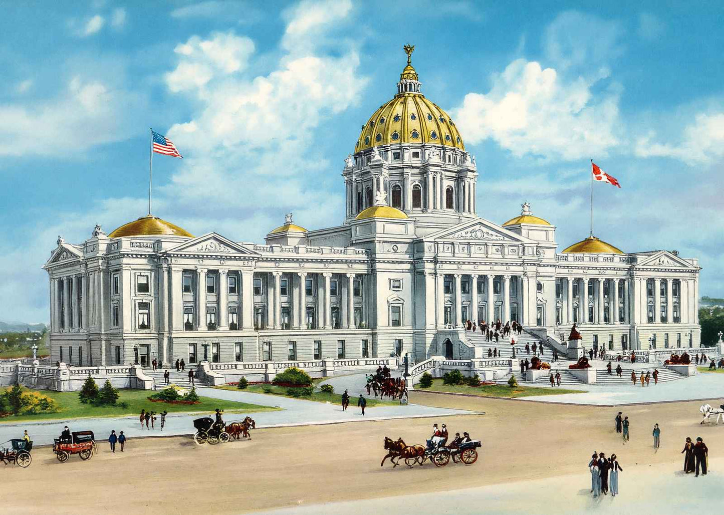 Arkansas State Capitol Little Rock AR in 1906 Vintage Print (7 Sizes)