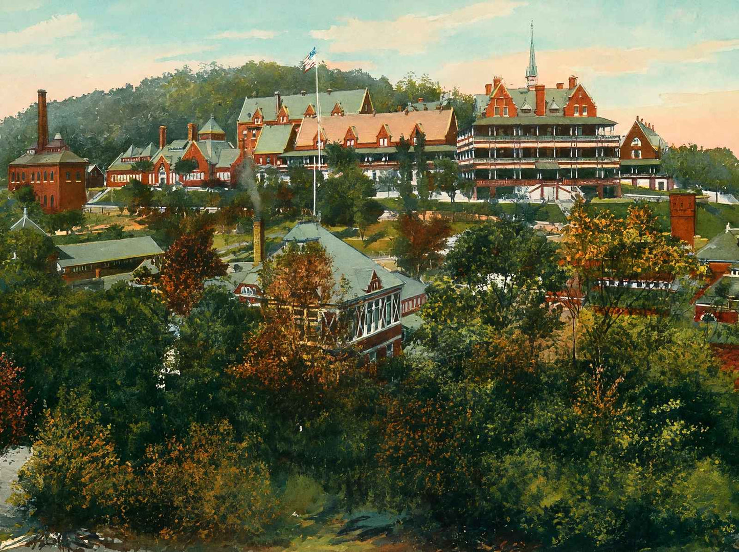 Army and Navy Hospital Hot Springs AR in 1906 Art Print (7 Sizes)
