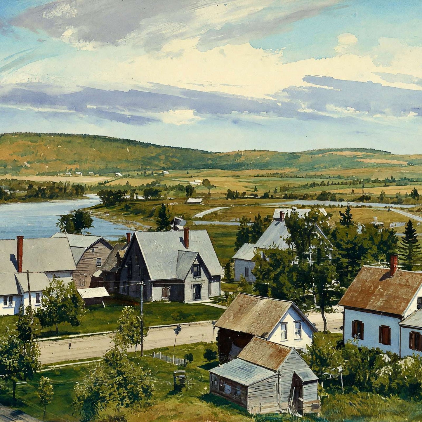 Aroostook River by Fort Fairfield Maine in 1907 Art Print (7 Sizes)