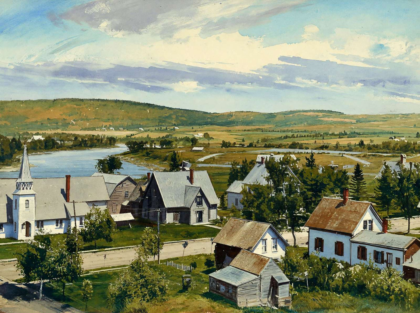 Aroostook River by Fort Fairfield Maine in 1907 Art Print (7 Sizes)