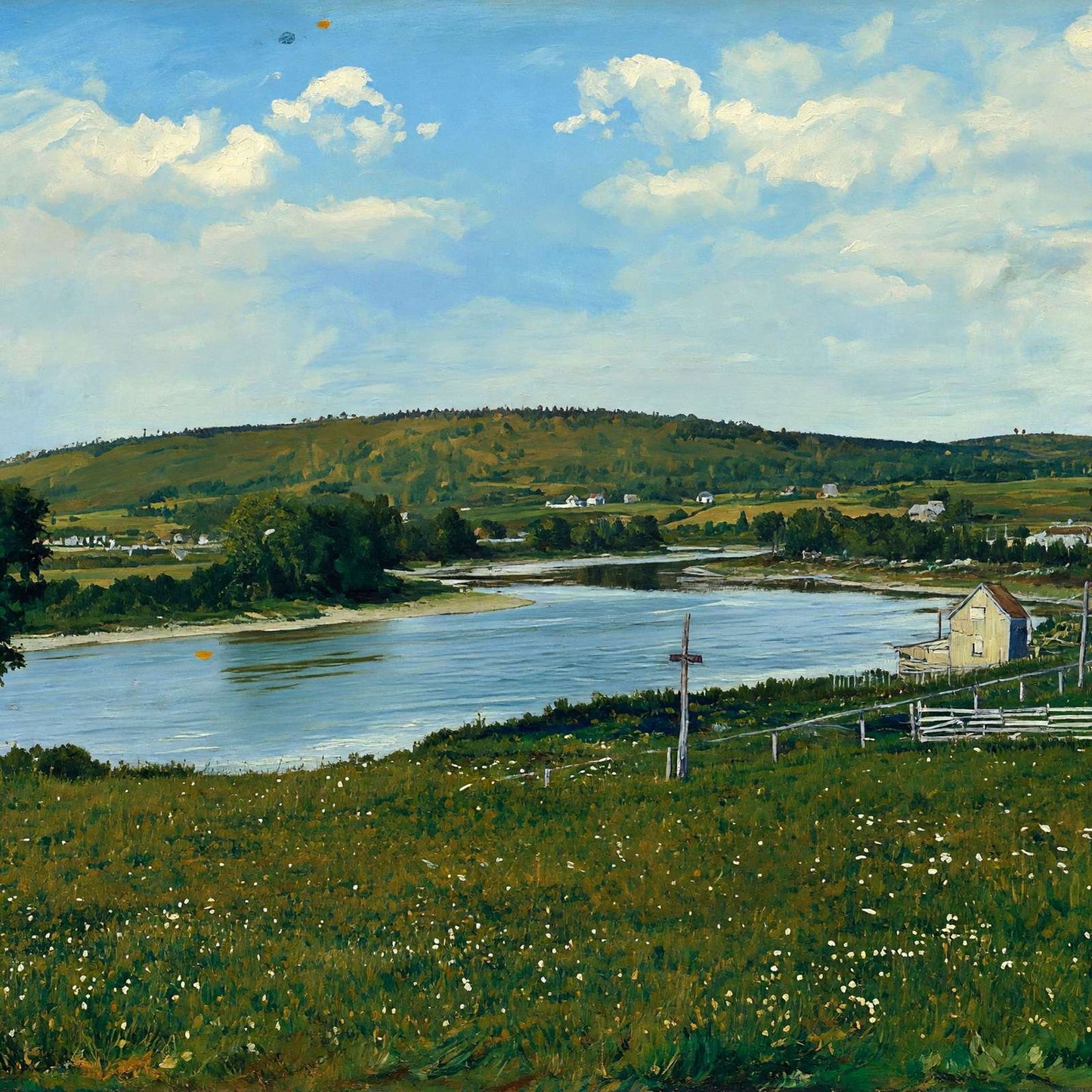 Aroostook River Near Fort Fairfield Maine in 1907 Painting Print (7 Sizes)