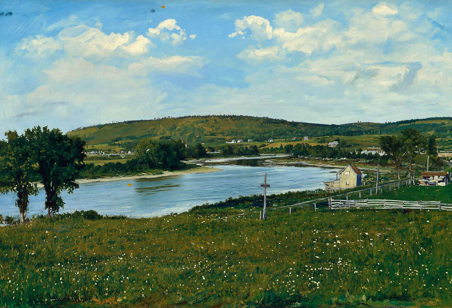 Aroostook River Near Fort Fairfield Maine in 1907 Painting Print (7 Sizes)