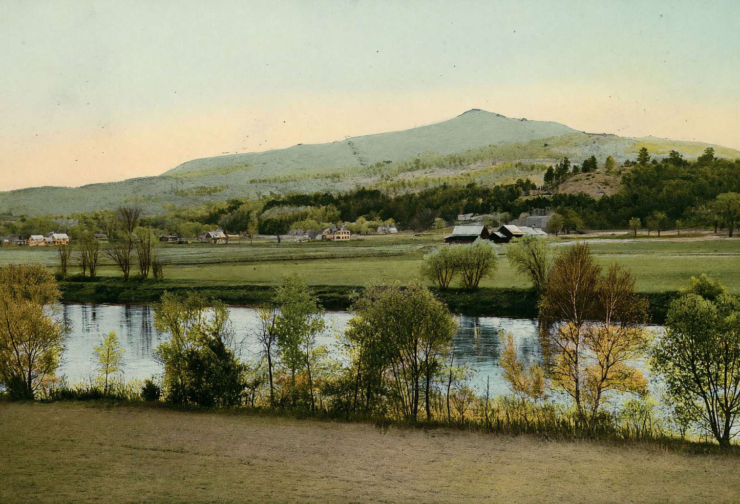 Ascutney Mountain and Connecticut River Claremont NH in 1908 Vintage Print