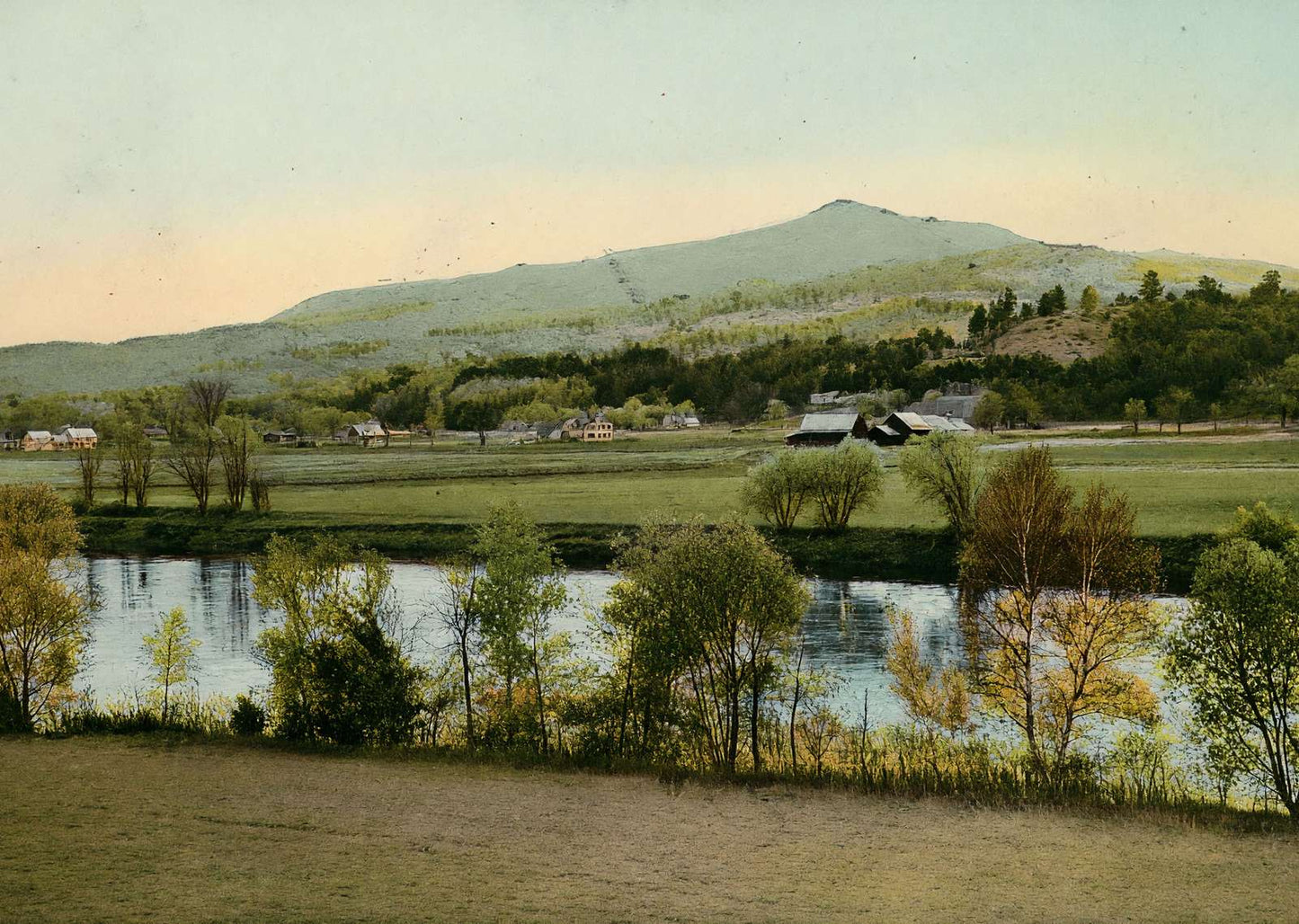 Ascutney Mountain and Connecticut River Claremont NH in 1908 Vintage Print