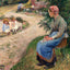 A Servant Seated in the Garden at Eragny 1884 by Pissarro Art Print (6 Sizes)