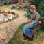 A Servant Seated in the Garden at Eragny 1884 by Pissarro Art Print (6 Sizes)