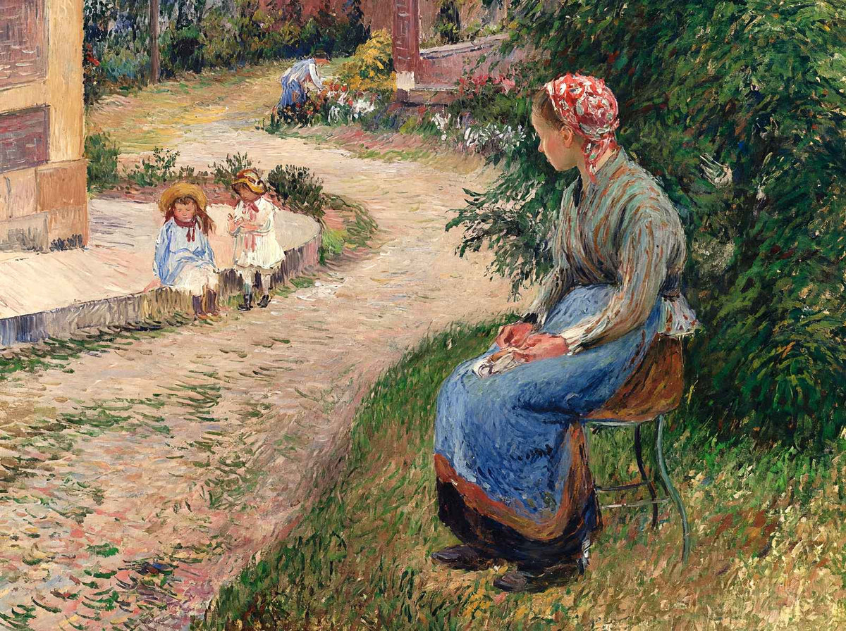 A Servant Seated in the Garden at Eragny 1884 by Pissarro Art Print (6 Sizes)