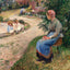 A Servant Seated in the Garden at Eragny art print by Camille Pissarro (1884)